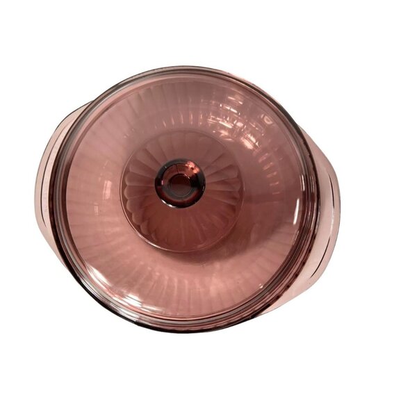 Pyrex Visions 024-S Ribbed Cranberry 2qt Round Casserole Dish with Lid - Picture 3 of 9